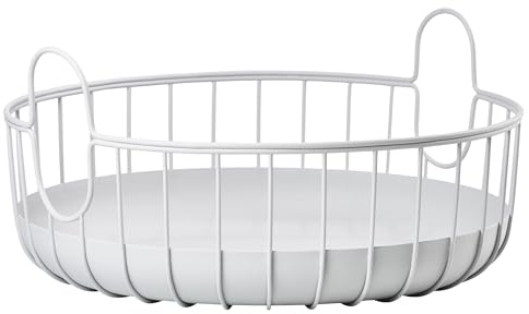 Zone Denmark Inu Korb aus, Kleiner Korb mit Henkel/Handgriffe, Aufbewahrungskorb Metall für Badezimmer, Küche, Tisch, Hübscher Metallkorb, Durchm. 38 cm, Höhe18 cm, Soft Grey (Grau)