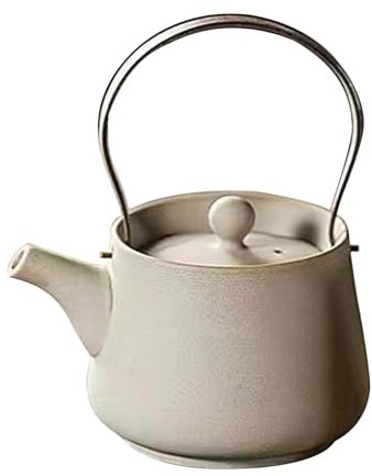 Gralara Tetera de cerámica de 200 ml, Tetera con infusor de té, Tetera para Picnic al Aire Libre, casa de té, Blanco