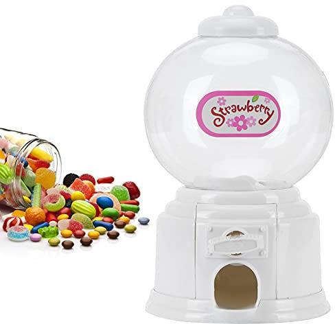 Candy Machine Dispenser, Plastic Candy Machine Mini Money Bank Mini Sweet Dispenser Cute Sweet Machine Gumball Machine Vending Machine Suitable for Candies or Nuts Less Than 1.5cm in Diameter (White)