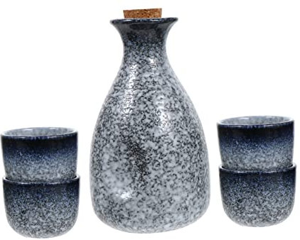 COLLBATH 1set Contenitori Per Sake Stile Giapponese Include Caraffa e Tazze Ceramiche Design Retro e Raffinato Per Feste e Decorazioni Domestiche
