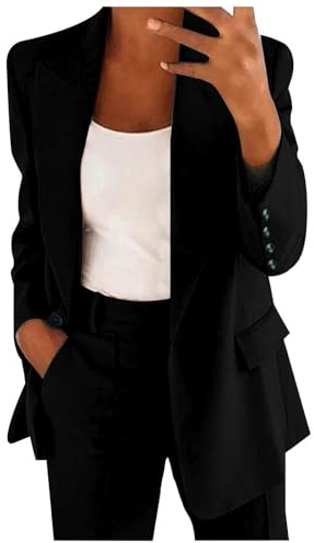 Generico Tailleur Donna da Cerimonia Taglie Forti Elegante Tailleur Pantalone da Donna Leggeri e Lavoro Suit con Risvolto Giacche da Abito Blazer Eleganti con Completo Pantalone/Gonna
