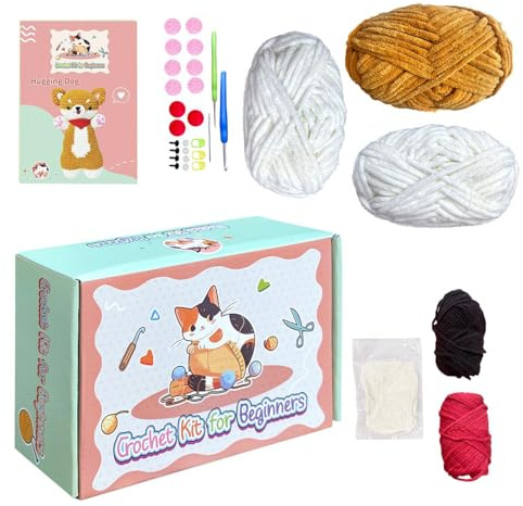 Corgi Häkelset, Häkelset, Hunde-Häkelset, Häkelset für Erwachsene, Hunde-Strickset, niedliches Tier-Häkelset, komplettes Anfängerfreundliches Häkelset für Erwachsene und Kinder