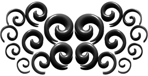 1 SET Schwarz Acryl Ohrloch Dehnspiralen Plugs Tunnel Kegel Dehnungsschnecke Acrylkegel Dehnschnecke Kit Ohrringe Dehnstab Piercing Spirale Ohr Expander Frauen Herren 1.6 2 2.5 3 4 5 6 8 10 mm