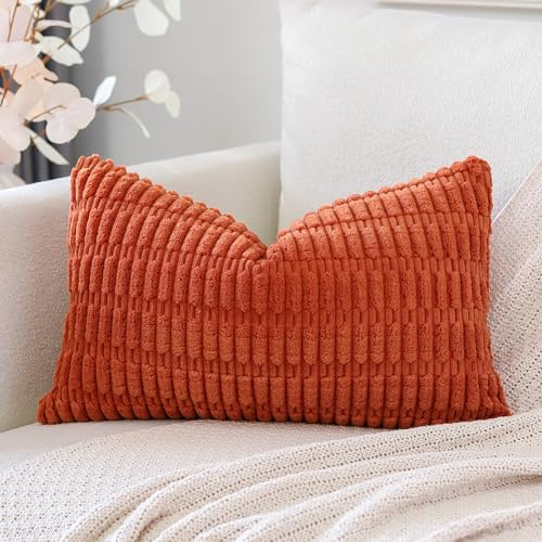Artscope 1er Set Boho Gestreifte Kissenbezug Einfarbig Zierkissenbezug Dekokissen Sofakissen 40x60 cm Kissenhülle Weiche Couchkissen für Sofa Wohnzimmer Schlafzimmer Dekor, Orange