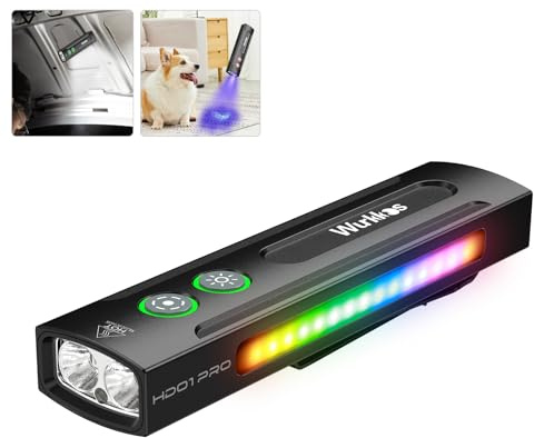 Wurkkos HD01 Pro Taschenlampe, LED Taschenlampe mit weißem Licht, 365nm UV, grünem Licht, RGB, 1200 Lumen taschenlampe led aufladbar, für den Außenbereich, Notfälle