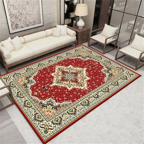 RUGMRZ Teppich Wohnzimmer Outdoor-Teppich Rot floral Sofa Teppich Mädchen Schlafzimmer Teppich schalldicht Flickenteppich Waschbar 160X230CM