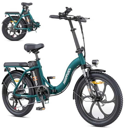 HillMiles MilePort 1 Bici Eléctrica para Adultos, 250W Bicicleta Eléctrica Plegable con 36V 13AH Batería Extraíble, Velocidad 25KM/H y Alcance 100KM, 20“ * 3.0” Fat Tyre E-Bikes para Viajeros Urbanos