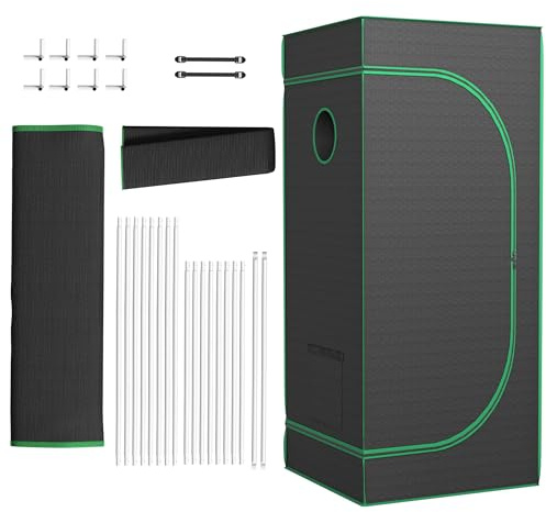 SUBTLETY 60x60x140cm Grow Zelt Komplettset Indoor Growschrank für Homegrow Lichtdicht Pflanzzelt Gewächshaus Box mit Sichtfenster & Zubehörkanal Zuchtzelte für Hydrokulturen Anzucht Gemüse Blumen