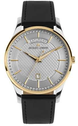JACQUES LEMANS - Armbanduhr Date London - Quartz Uhrwerk - Gehäusedicke: 8 mm - Gehäusebreite: 40 mm - Edelstahl - 5 ATM
