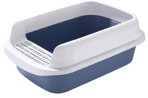 NESPIQ Lettiera Gatto Lettiera per Animali Portatile con Lato Alto, Semi Chiusa, Grande Lettiera Antispruzzo con Sabbiera Toilette per Gatti(Blue)