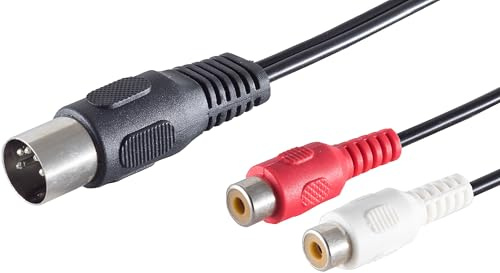 1aTTack.de Cavo adattatore audio di alta qualità da 10 x 0,2 m con spina DIN a 5 pin e 2 jack RCA