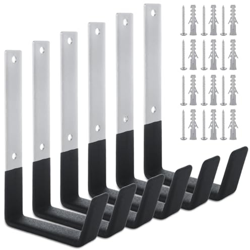ABuff 6 Pack Garage Hooks Heavy Duty Steel Garage Utility Hooks for Wall Mount, Garden Hose Hanger, Bike Hooks, Ladder Hooks, Tool Organizer for Garages Garden Shed Shop Ladder (6 M)