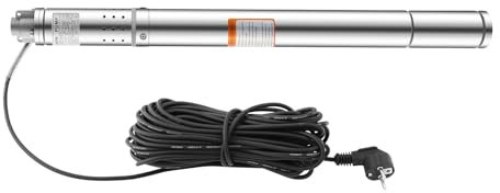 Brunnenpumpe 220v, 1000 l/h 370W Tauchdruckpumpe Edelstahl mit 15 m Stromkabels, Tiefwasserpumpe bis 35 m Eintauchtiefe, Edelstahl-Filter