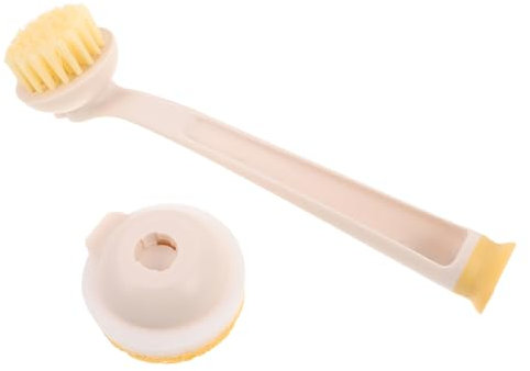 JECOMPRIS 1 Set Long Handle Dish Brush with Replaceable Heads Non Scratch Kitchen for Washing and Cleaning Pots and Pans