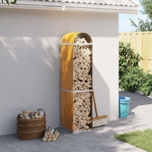 NQJIBUE Item-Log Holder - Soporte para leña, 40 x 45 x 170 cm, acero galvanizado, accesorios para chimenea y estufa de leña, color marrón claro