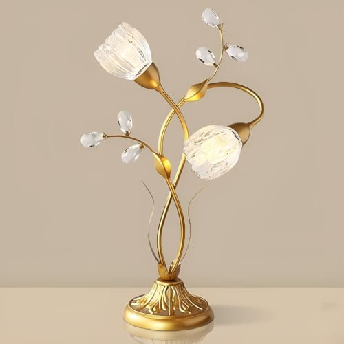 Jatwefiv Vintage Blumen-Tischlampe aus Glas Cute Blumenstrauß Leselampe Reading Lamp Klein Modern Deko-Leuchte mit Kabel Schreibtischlampe Nachttischlampe für Wohnzimmer Kinderzimmer Balkon Desk,A