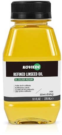 KOVIEDE 270 ml Leinöl für Ölmalerei, raffiniertes Künstleröl zum Verdünnen, verbessert Fließfähigkeit, Transparenz & Glanz