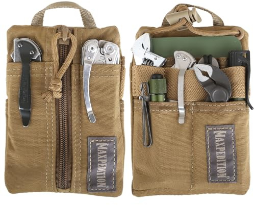 Maxpedition Platy Pocket Organizer (Dark Tan, 4 x 6) | Durable EDC Tool Pouch, Neck Wallet with Paracord Lanyard, Holds Flashlight, Multitool, Pen, Notebook