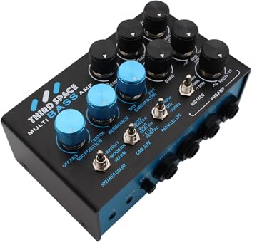 Asixxsix Bass-Effektpedal, Professioneller Vorverstärker mit 3-Band-EQ, Halbparametrischer Mittelsteuerung, Paralleler Signalkette, Zwei FX-Loops, für Aufnahme und Live-Auftritt