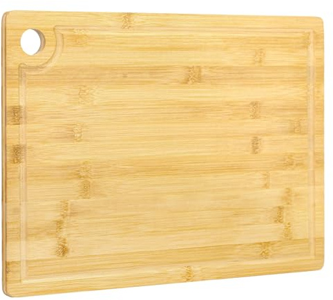 Utoplike Tabla de Cortar de Bambú para Cocina | Tabla Cortar Madera con Ranura y Agujero para Colgar, para Servir y Hacer Barbacoas, 40.5l x 30.2an cm