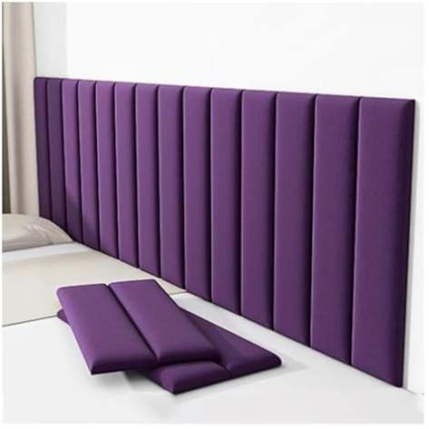 Lot de 6 panneaux muraux rembourrés absorbant les chocs pour enfants - Tête de lit autocollante - Autocollants muraux 3D pour décoration intérieure (violet, 6 pièces)