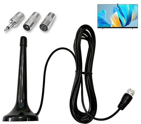 Antenna radio FM DAB per interni telescopici con base magnetica da 75 Ohm: ricezione precisa compatibile con ricevitori stereo, sintonizzatori portatili, sistemi Hi-Fi e radio da tavolo installazione