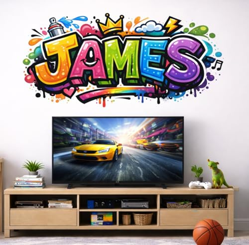 Personalised Graffiti Spray Paint Style Kids Wall Art Sticker, Graphics, Decals, ng16 (50cm x 25cm)