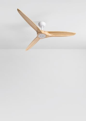 CREATE / WIND CENTURY M/Ventilatore da soffitto bianco legno chiaro con telecomando / 40W, Silenzioso, Ø132 cm, 6 velocità, programmabile, funzione estate-inverno