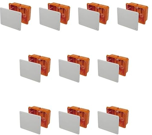 10 Kit Scatola Derivazione da Incasso, 196X152X70mm PT06, Cassetta Derivazione Da Incasso Muro,Con Coperchio e Viti, Interno IP40
