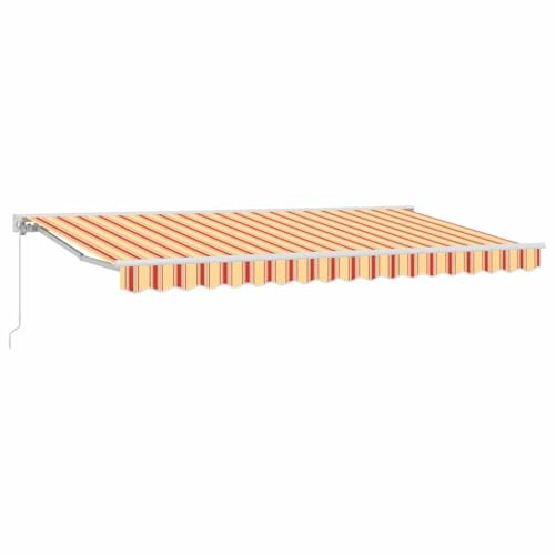 ULUYYUC Toldo de brazo articulado de 400 x 200 cm, toldo semirretráctil con manivela, marco de toldo robusto para terraza y balcón, aluminio y poliéster, multicolor blanco