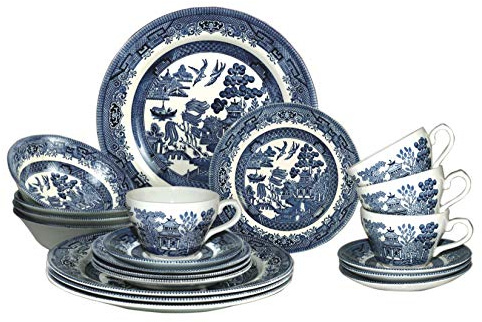 Churchill Plates Bowls Cups 20 Piece Dinnerware Set 20 Piece Set Blue Willow