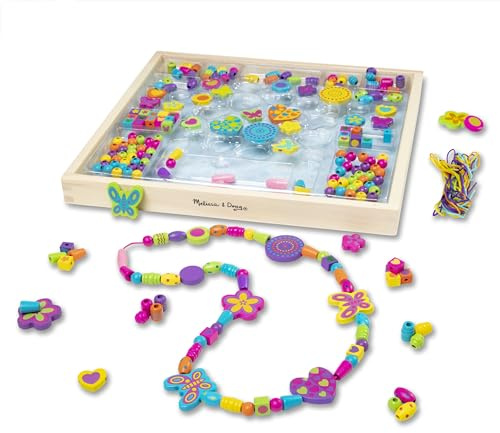 Melissa & Doug Created by Me! Bead Bouquet, Deluxe Wooden Jewelry Making Kit, 220+ Bright Colored Beads & Cords, DIY Necklace & Bracelet Making Kit, Arts & Crafts Toddler Toys for Kids Ages 4+
