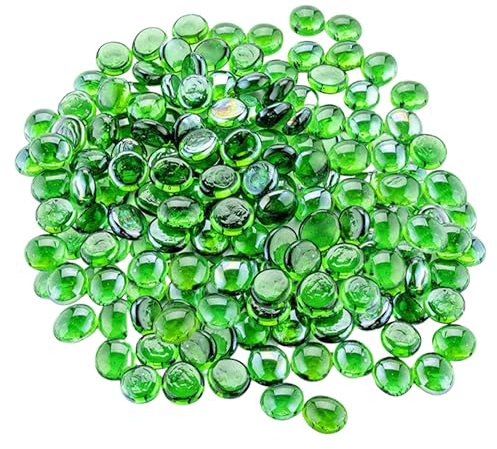 ARSUK Perle e ciottoli in Vetro, Vetro Nuggets, ciottoli, Gemme Forma Rotonda, Decorazioni (Verde)