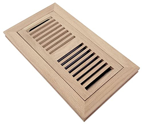 Homewell Red Oak Wood Floor Register, Flush Mount Vent with Damper, 4x10 Inch, Unfinished