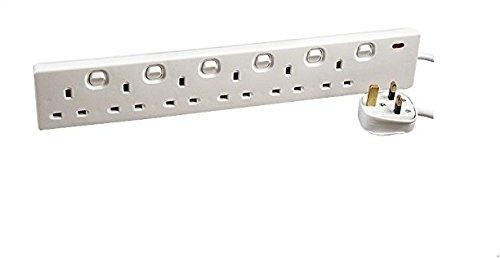 pro elec 12946pl 6 Way 2 m Individually Switched Electric Extension Gang Lead Cable