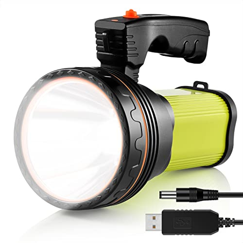 Potente linterna recargable LED AF-WAN, portátil, para hacer búsqueda, linterna superbrillante, 9000 mAh y 7000 lúmenes, impermeable, foco reflector lateral, linterna con USB que carga el teléfono