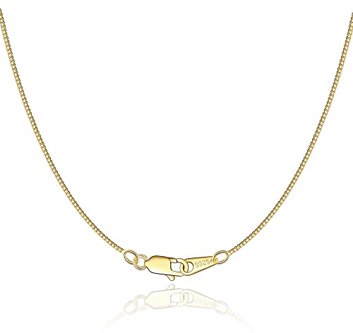 Jewlpire 18K Gold Plated Chain Necklace for Women, 0.8mm Box Chain 18K Gold Plated Chains for Women Thin & Sturdy Women's Chains Necklaces 18 Inch