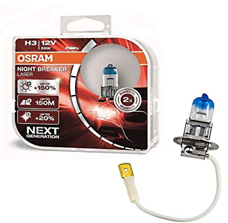JURMANN 2x Osra.m H3 55W 12V PK22s Night Breaker Laser Next Generation 64151NL-HCB hell Weiß White Ersatz Scheinwerfer Halogen Auto Lampe - E-geprüft
