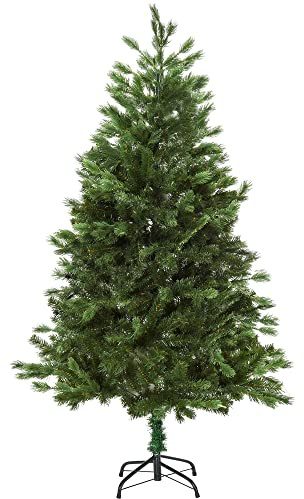 HOMCOM Árbol de Navidad Artificial 934 Ramas PE Tridente Ø105x210 cm Verde | PVC Individual, Base Plegable, Árbol Navideño Decorativo, Exteriores Interiores
