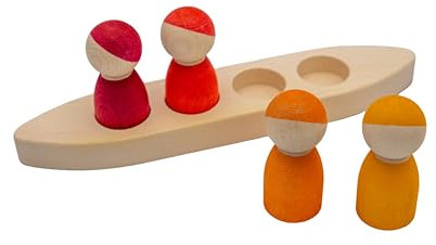 goki 58469 Evolution - Figuren im Boot, Hornholz-Spielset für kreative Entdeckungsreisen, Made IN Europe, Spiel und Spaß, 5er Set, ab 2 Jahre