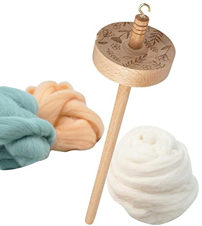 Pomrone Fallspindel | Top Quirl Drop Spindel | Garnspinnen Ergonomisches geschnitztes Design für einfaches Spinnen, Nähen, Weben