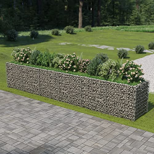 BULANED Gabionen-Hochbeet, Palettenrahmen, Hochteich, Gemüsebeet, Kräuterregal Balkon, Blumenbeet, Kräuterspirale, Tomatenbeet, Pflanzhochbeet, Verzinkter Stahl 540×90×100 cm