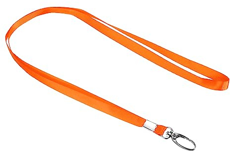PATIKIL Collo Cordoncini 20pz Poliestere Piatto Cinghia Cordino con Clip Girevole Gancio per Ufficio Targhette Identificative Portachiavi Arancione