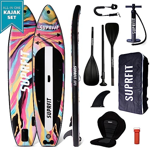 SUPRFIT Stand Up Paddling Board, SUP Board als aufblasbares Komplett-Set, Stand Up Paddle Board mit doppelter PVC Schichtung, Stand-Up Paddling, Standup Paddleboard bis max.150 kg