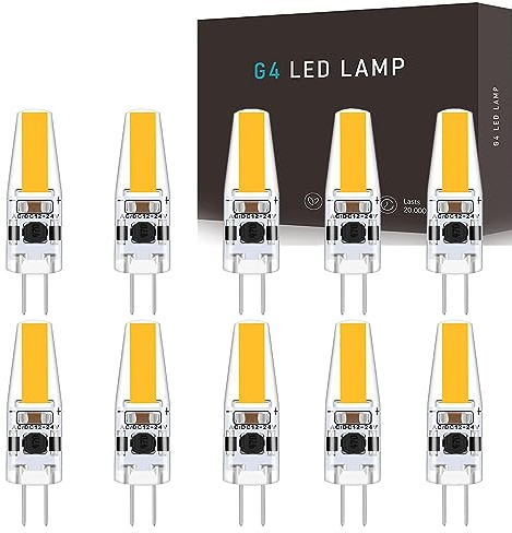 G4 LED Lampen Dimmbar,3W LED G4 Birnen 6000K Kaltweiß 300LM,Ersatz für 30W Halogen Leuchtmittel,G4 LED 12V AC/DC,Kein Flackern,360° Abstrahlwinkel,Led Steckbirnen,Stiftsockellampe Led,10er Pack