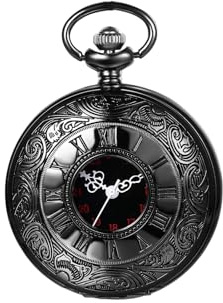 JewelryWe Vatertagsgeschenk Taschenuhr Herren Retro Royal Flush/Kompass/Blumen/Glocke/Motorrad Kettenuhr Analog Quarz Uhr Anhänger mit Halskette Kette Bronze Geschenk für Männer