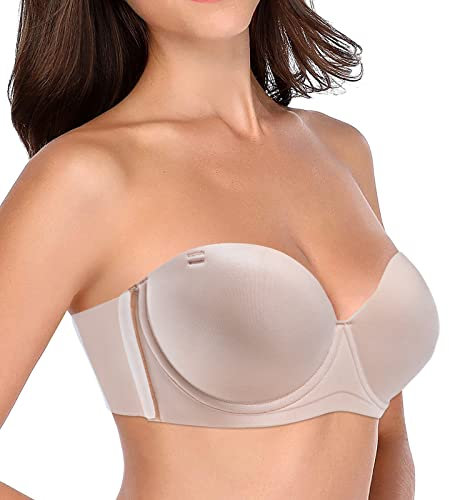 Sujetador adhesivo para mujer, sujetador sin tirantes adhesivo para mujer y piel completamente invisible, amigable, cómodo, levantamiento de senos, cinta corporal, beige, 95B