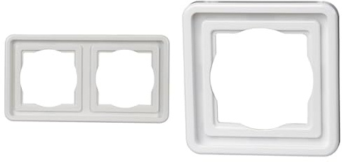 Kopp Standard Unterputz Feuchtraum 2-Fach Abdeckrahmen & Standard Unterputz Feuchtraum 1-Fach Abdeckrahmen, für senkrechte und waagrechte Installation, UP FR, IP44, arktis-weiß, 302302071