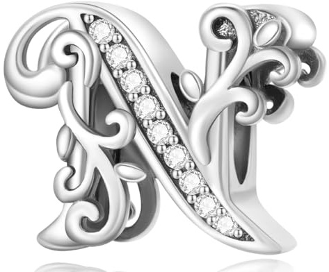 Jokmeo 925 Sterlingsilber Damen Buchstaben-A-Z-Anhängerperlen, kompatibel mit Pandora sowie europäischen Armbändern und Halsketten, passend für Frauen und Mädchen.ZM240