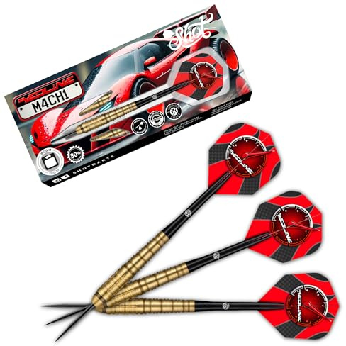 Shot! Redline Mach One Steeldarts 23g – 80% Tungsten Darts mit Gold-Titanbeschichtung für Präzisionswürfe